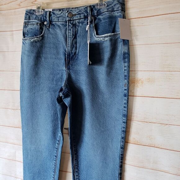 Good American Good Vintage High Waist Distressed Denim Stretchy Jeans Frayed Hem - Picture 2 of 8